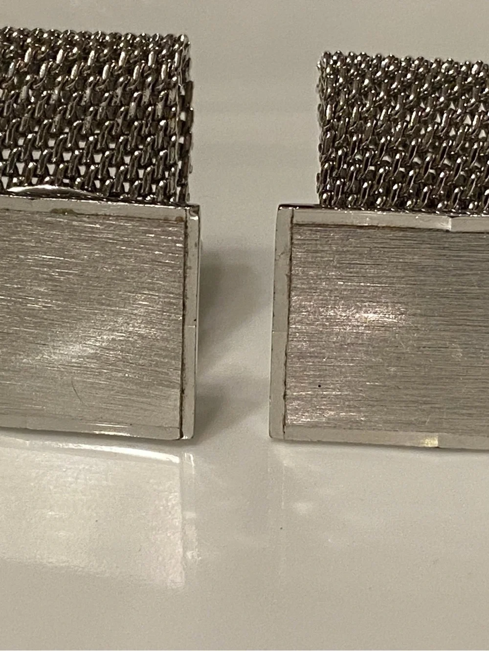 Brushed Metal Square Cufflinks for Men - Silver Finish